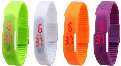 

Kissu Led Magnet Band Combo of 4 Green, White, Orange And Purple Watch - For Men & Women
