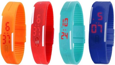 NS18 Silicone Led Magnet Band Combo of 4 Orange, Red, Sky Blue And Blue Digital Watch  - For Boys & Girls   Watches  (NS18)