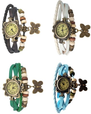 NS18 Vintage Butterfly Rakhi Combo of 4 Black, Green, White And Sky Blue Analog Watch  - For Women   Watches  (NS18)