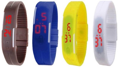 NS18 Silicone Led Magnet Band Combo of 4 Brown, Blue, Yellow And White Digital Watch  - For Boys & Girls   Watches  (NS18)