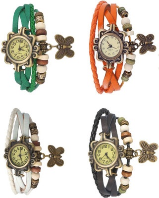 

NS18 Vintage Butterfly Rakhi Combo of 4 Green, White, Orange And Black Watch - For Women