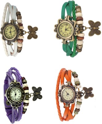 NS18 Vintage Butterfly Rakhi Combo of 4 White, Purple, Green And Orange Analog Watch  - For Women   Watches  (NS18)