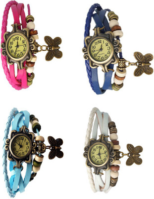 

Kissu Vintage Rakhi Combo of 4 Pink, Sky Blue, Blue And White Watch - For Women