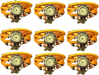 NS18 Vintage Butterfly Rakhi Combo of 9 Yellow Analog Watch  - For Women   Watches  (NS18)