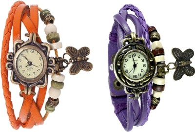 NS18 Vintage Butterfly Rakhi Watch Combo of 2 Orange And Purple Analog Watch  - For Women   Watches  (NS18)