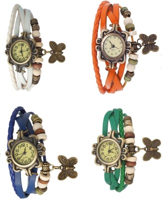 NS18 Vintage Butterfly Rakhi Combo of 4 White, Blue, Orange And Green Analog Watch  - For Women   Watches  (NS18)