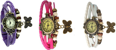 

Kissu Vintage Rakhi Watch Combo of 3 Purple, Pink And White Watch - For Women