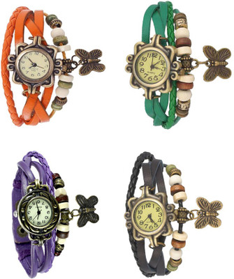 

Kissu Vintage Rakhi Combo of 4 Orange, Purple, Green And Black Watch - For Women
