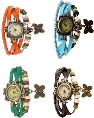 NS18 Vintage Butterfly Rakhi Combo of 4 Orange, Green, Sky Blue And Brown Analog Watch  - For Women   Watches  (NS18)