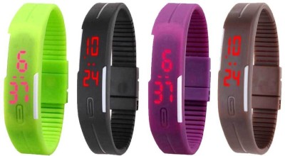 NS18 Silicone Led Magnet Band Combo of 4 Green, Black, Purple And Brown Digital Watch  - For Boys & Girls   Watches  (NS18)