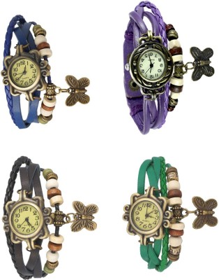 NS18 Vintage Butterfly Rakhi Combo of 4 Blue, Black, Purple And Green Analog Watch  - For Women   Watches  (NS18)