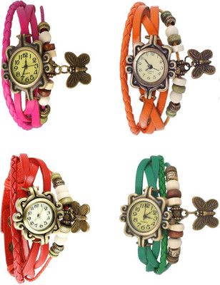 

Kissu Vintage Rakhi Combo of 4 Pink, Red, Orange And Green Watch - For Women