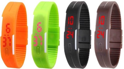 NS18 Silicone Led Magnet Band Combo of 4 Orange, Green, Black And Brown Digital Watch  - For Boys & Girls   Watches  (NS18)