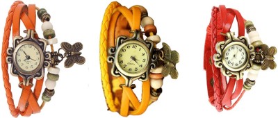 NS18 Vintage Butterfly Rakhi Watch Combo of 3 Orange, Yellow And Red Analog Watch  - For Women   Watches  (NS18)