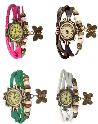 NS18 Vintage Butterfly Rakhi Combo of 4 Pink, Green, Brown And White Analog Watch  - For Women   Watches  (NS18)