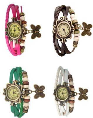 

Kissu Vintage Rakhi Combo of 4 Pink, Green, Brown And White Watch - For Women