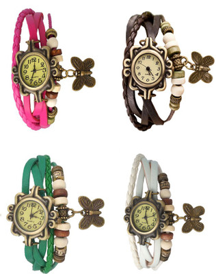 NS18 Vintage Butterfly Rakhi Combo of 4 Pink, Green, Brown And White Analog Watch  - For Women   Watches  (NS18)