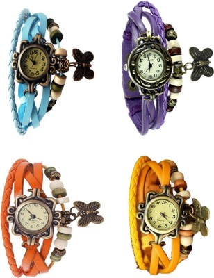 NS18 Vintage Butterfly Rakhi Combo of 4 Sky Blue, Orange, Purple And Yellow Analog Watch  - For Women   Watches  (NS18)