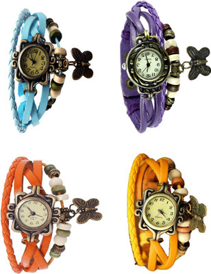 

Kissu Vintage Rakhi Combo of 4 Sky Blue, Orange, Purple And Yellow Watch - For Women