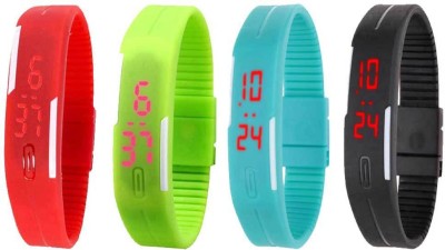 NS18 Silicone Led Magnet Band Combo of 4 Red, Green, Sky Blue And Black Digital Watch  - For Boys & Girls   Watches  (NS18)