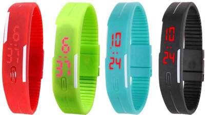 

Kissu Led Magnet Band Combo of 4 Red, Green, Sky Blue And Black Watch - For Men & Women