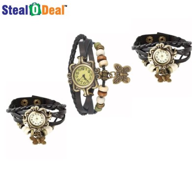 Stealodeal Black Rakhi Retro Style Butterfly Watch  - For Men & Women   Watches  (Stealodeal)