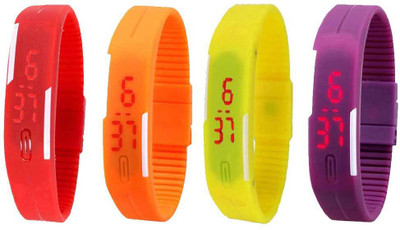 

Kissu Led Magnet Band Combo of 4 Red, Orange, Yellow And Purple Watch - For Men & Women
