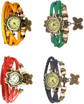 

Kissu Vintage Rakhi Combo of 4 Yellow, Red, Green And Black Watch - For Women