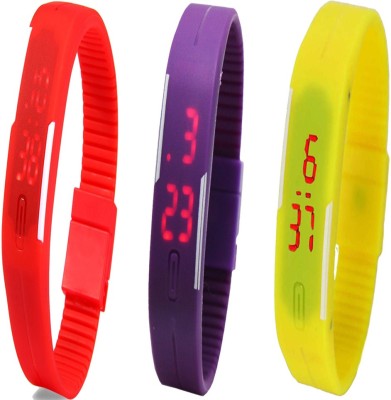 Twok Combo of Led Band Red + Purple + Yellow Digital Watch  - For Men & Women   Watches  (Twok)