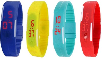 NS18 Silicone Led Magnet Band Watch Combo of 4 Blue, Yellow, Sky Blue And Red Digital Watch  - For Couple   Watches  (NS18)