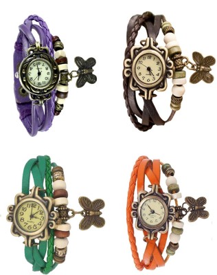 NS18 Vintage Butterfly Rakhi Combo of 4 Purple, Green, Brown And Orange Analog Watch  - For Women   Watches  (NS18)