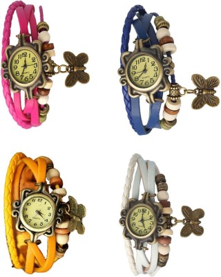 NS18 Vintage Butterfly Rakhi Combo of 4 Pink, Yellow, Blue And White Analog Watch  - For Women   Watches  (NS18)