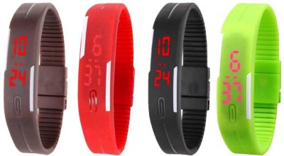 NS18 Silicone Led Magnet Band Combo of 4 Brown, Red, Black And Green Digital Watch  - For Boys & Girls   Watches  (NS18)