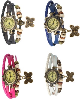 NS18 Vintage Butterfly Rakhi Combo of 4 Black, Pink, Blue And White Analog Watch  - For Women   Watches  (NS18)