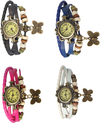 

Kissu Vintage Rakhi Combo of 4 Black, Pink, Blue And White Watch - For Women