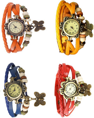 

Kissu Vintage Rakhi Combo of 4 Orange, Blue, Yellow And Red Watch - For Women