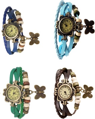 NS18 Vintage Butterfly Rakhi Combo of 4 Blue, Green, Sky Blue And Brown Analog Watch  - For Women   Watches  (NS18)