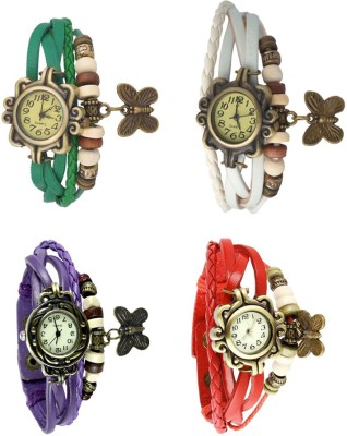 NS18 Vintage Butterfly Rakhi Combo of 4 Green, Purple, White And Red Analog Watch  - For Women   Watches  (NS18)