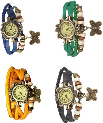 NS18 Vintage Butterfly Rakhi Combo of 4 Blue, Yellow, Green And Black Analog Watch  - For Women   Watches  (NS18)
