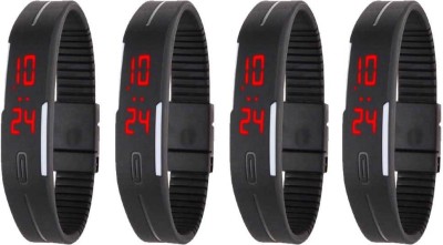 NS18 Silicone Led Magnet Band Combo of 4 Black Digital Watch  - For Boys & Girls   Watches  (NS18)