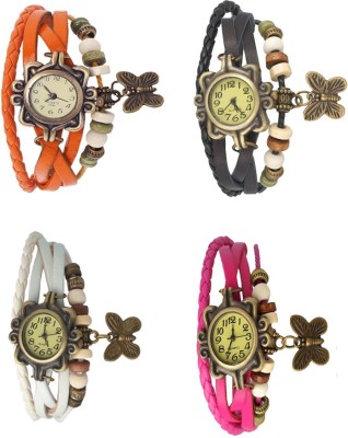 NS18 Vintage Butterfly Rakhi Combo of 4 Orange, White, Black And Pink Analog Watch  - For Women   Watches  (NS18)