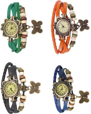 NS18 Vintage Butterfly Rakhi Combo of 4 Green, Black, Orange And Blue Analog Watch  - For Women   Watches  (NS18)