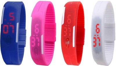 NS18 Silicone Led Magnet Band Combo of 4 Blue, Pink, Red And White Digital Watch  - For Boys & Girls   Watches  (NS18)