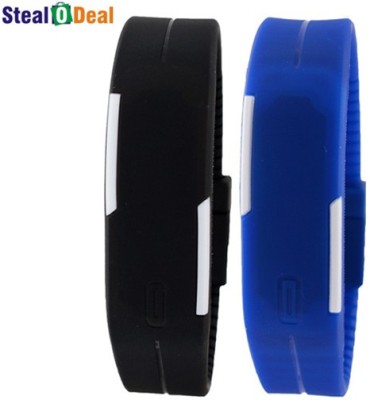 Stealodeal Stylish Set of Blue and Black Led Watch  - For Men & Women   Watches  (Stealodeal)
