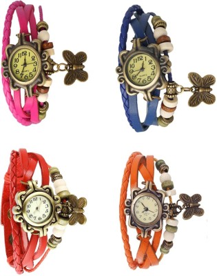 NS18 Vintage Butterfly Rakhi Combo of 4 Pink, Red, Blue And Orange Analog Watch  - For Women   Watches  (NS18)