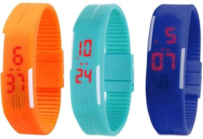 NS18 Silicone Led Magnet Band Combo of 3 Orange, Sky Blue And Blue Digital Watch  - For Boys & Girls   Watches  (NS18)