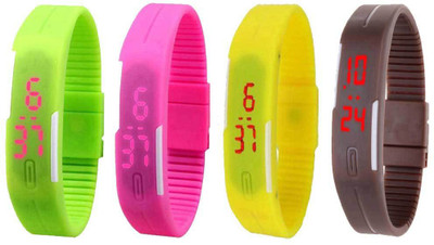 

Kissu Led Magnet Band Combo of 4 Green, Pink, Yellow And Brown Watch - For Men & Women