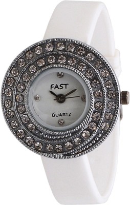 Pappi Boss QUALITY ASSURED - Classic White Stone Studded Casual Leather Analog Watch  - For Girls   Watches  (Pappi Boss)