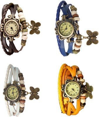 NS18 Vintage Butterfly Rakhi Combo of 4 Brown, White, Blue And Yellow Analog Watch  - For Women   Watches  (NS18)