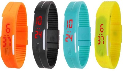 NS18 Silicone Led Magnet Band Combo of 4 Orange, Black, Sky Blue And Yellow Digital Watch  - For Boys & Girls   Watches  (NS18)